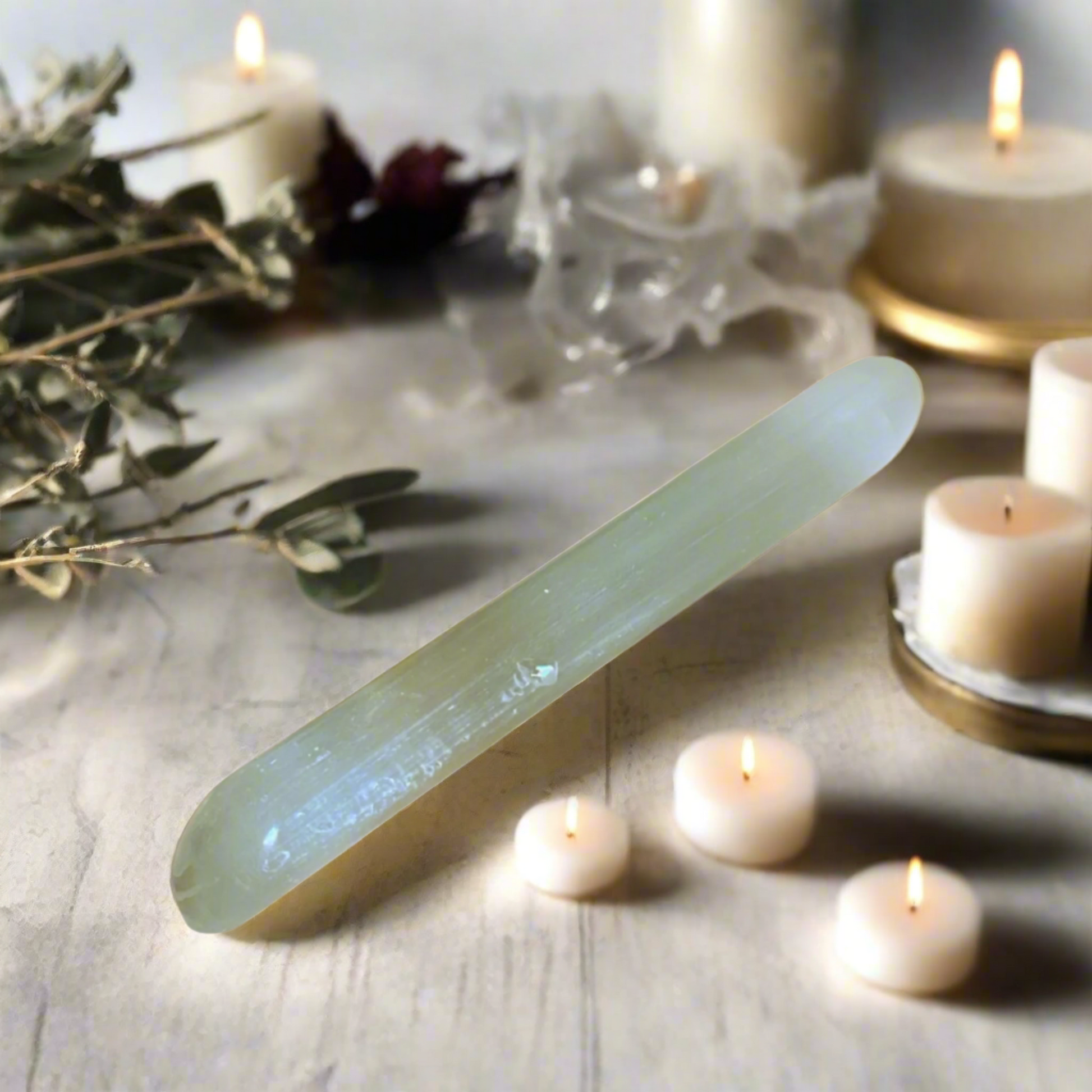 16cm Polished Selenite Wand – Aura Cleansing, Chakra Healing & Energy Balancing