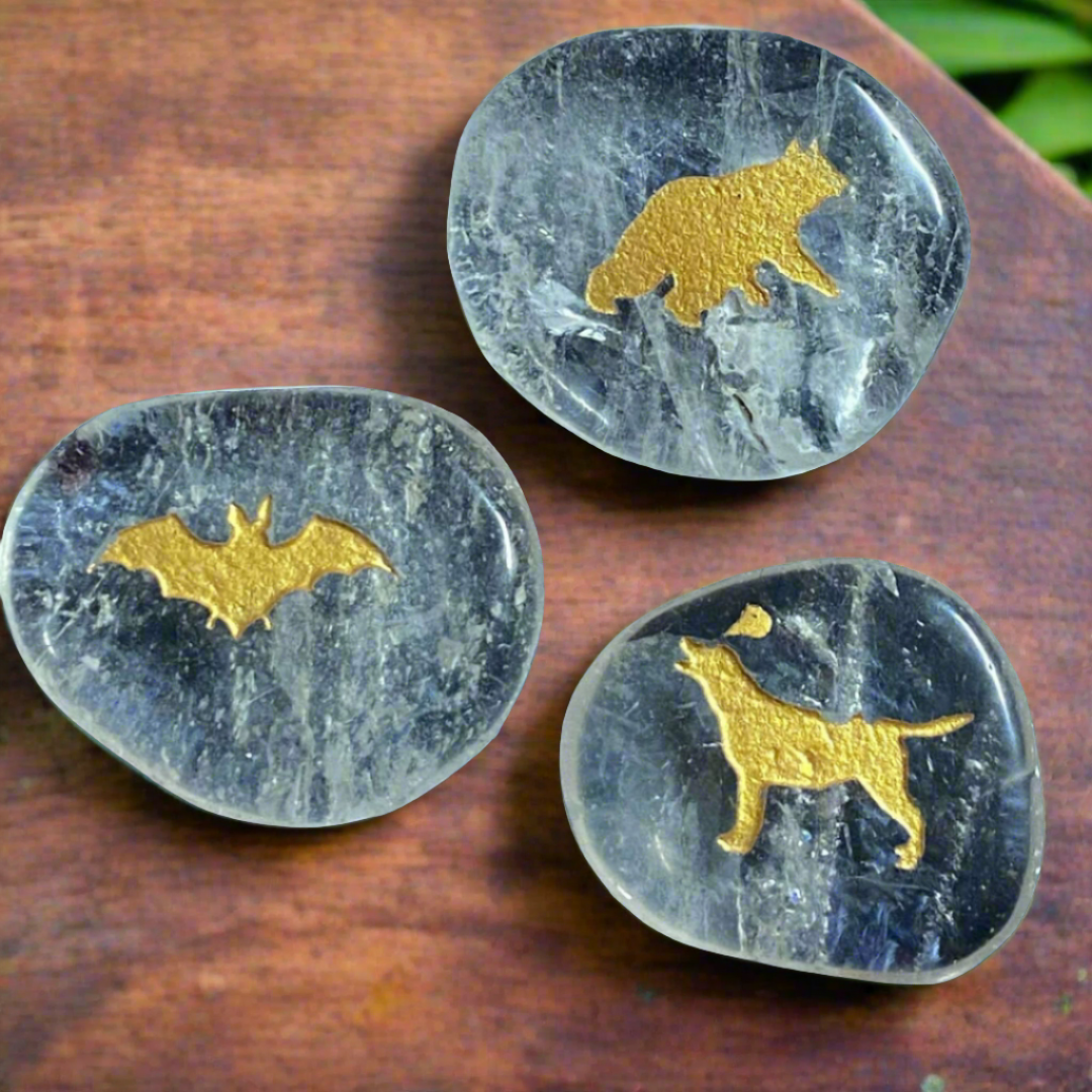 Spirit Animal Flat Stones - Bear, Bat, Dog