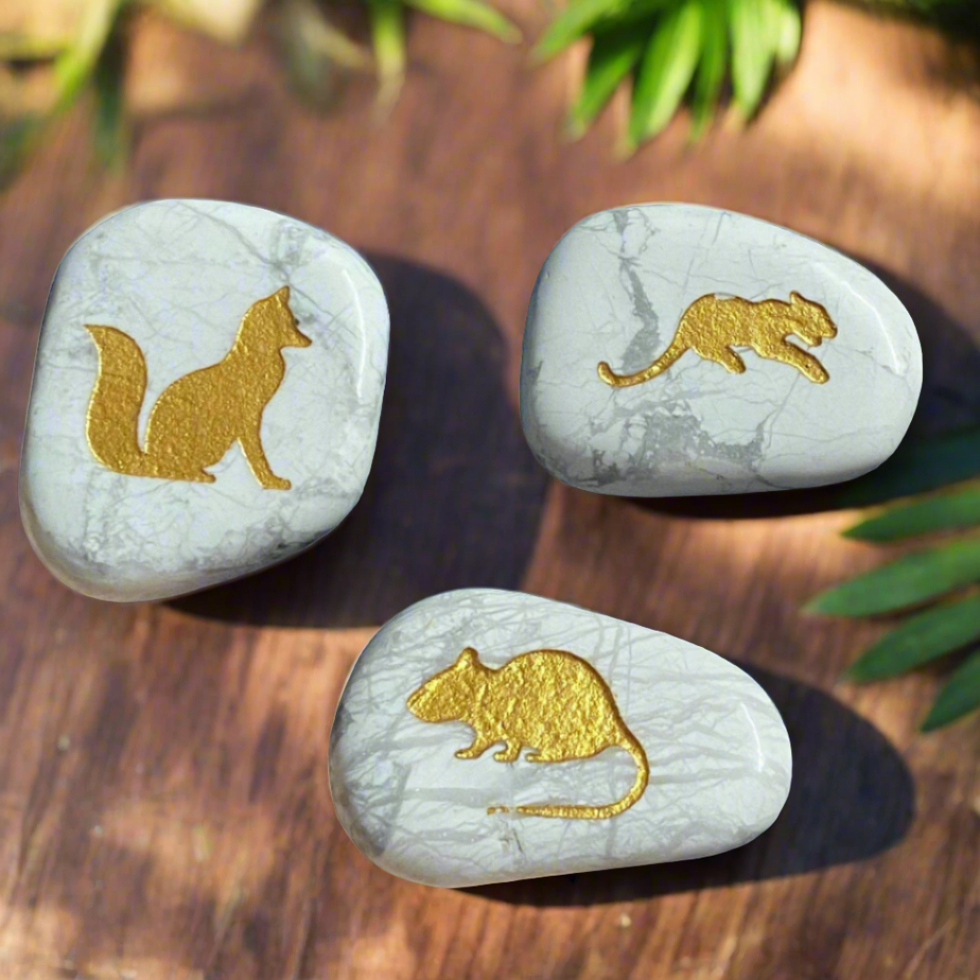 Spirit Animal Flat Stones - Fox, Rat, Lepoard