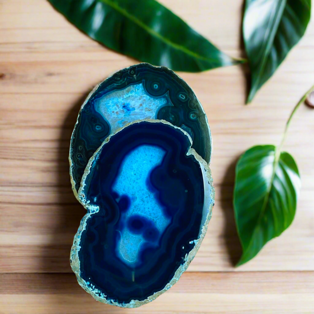 Agate Slice Blue Coasters