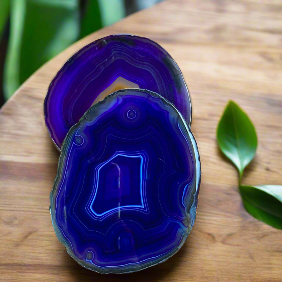 Agate Slice Purple Coasters