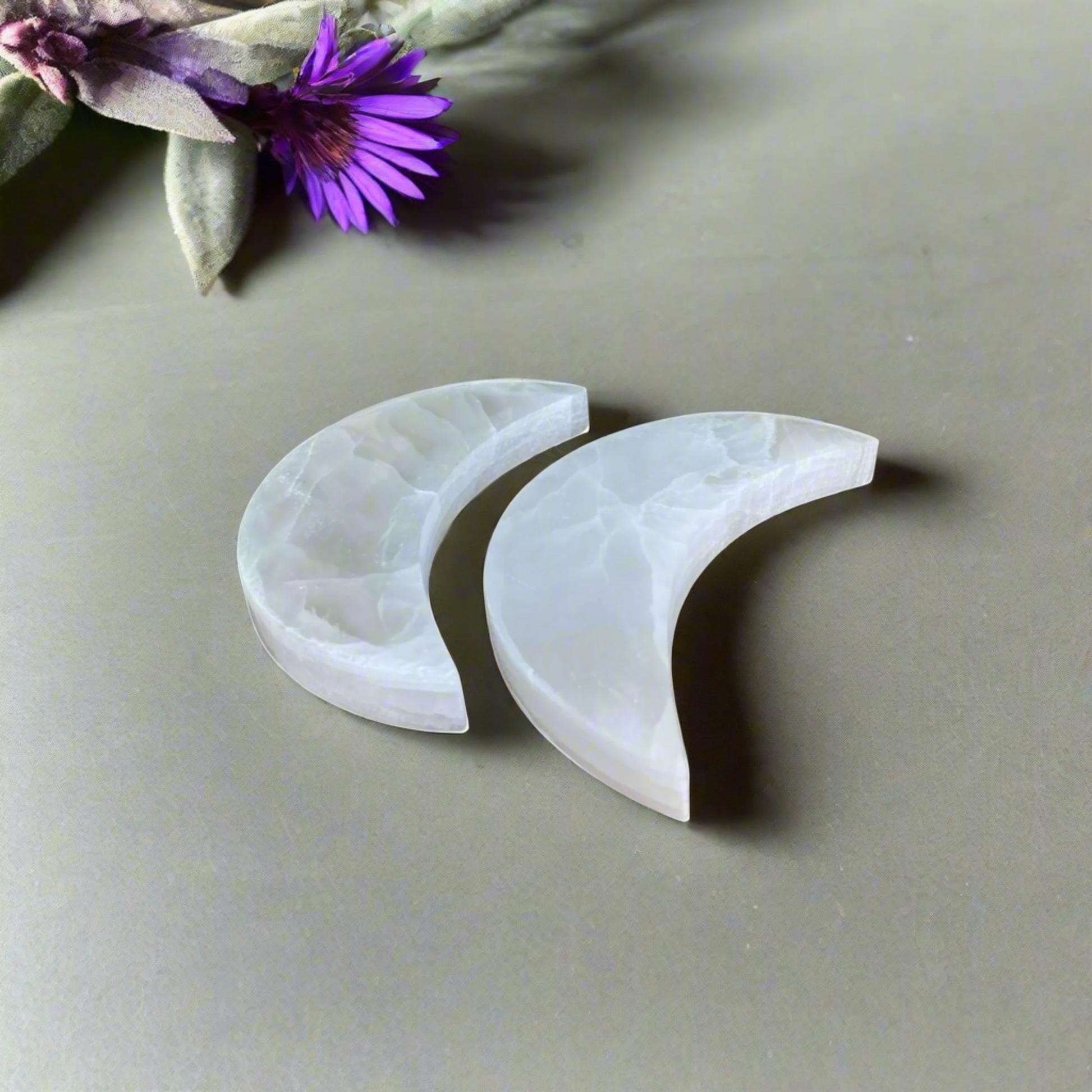 Crescent Moon Selenite Charging Plates