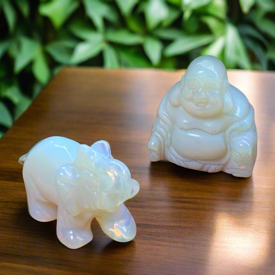 Opalite Elephant & Buddha