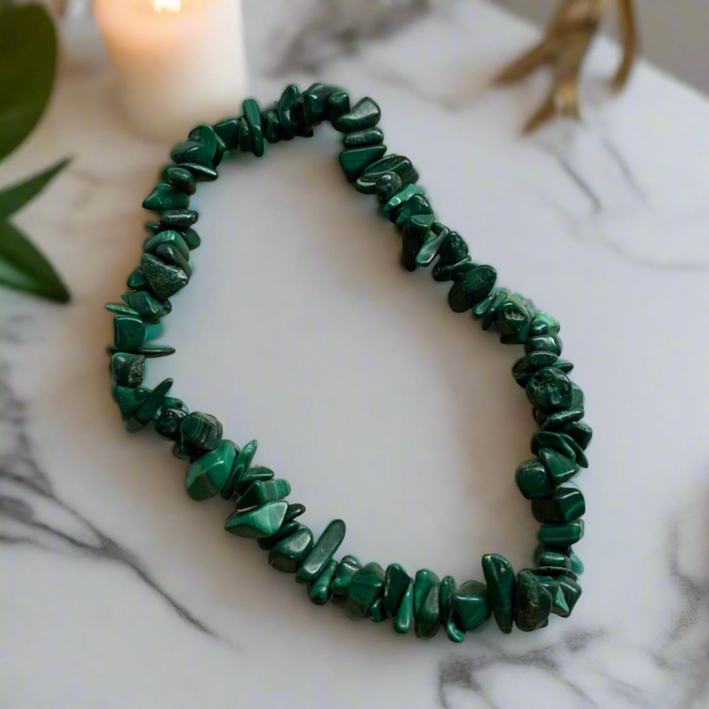 Malachite Crystal Chip Bracelets