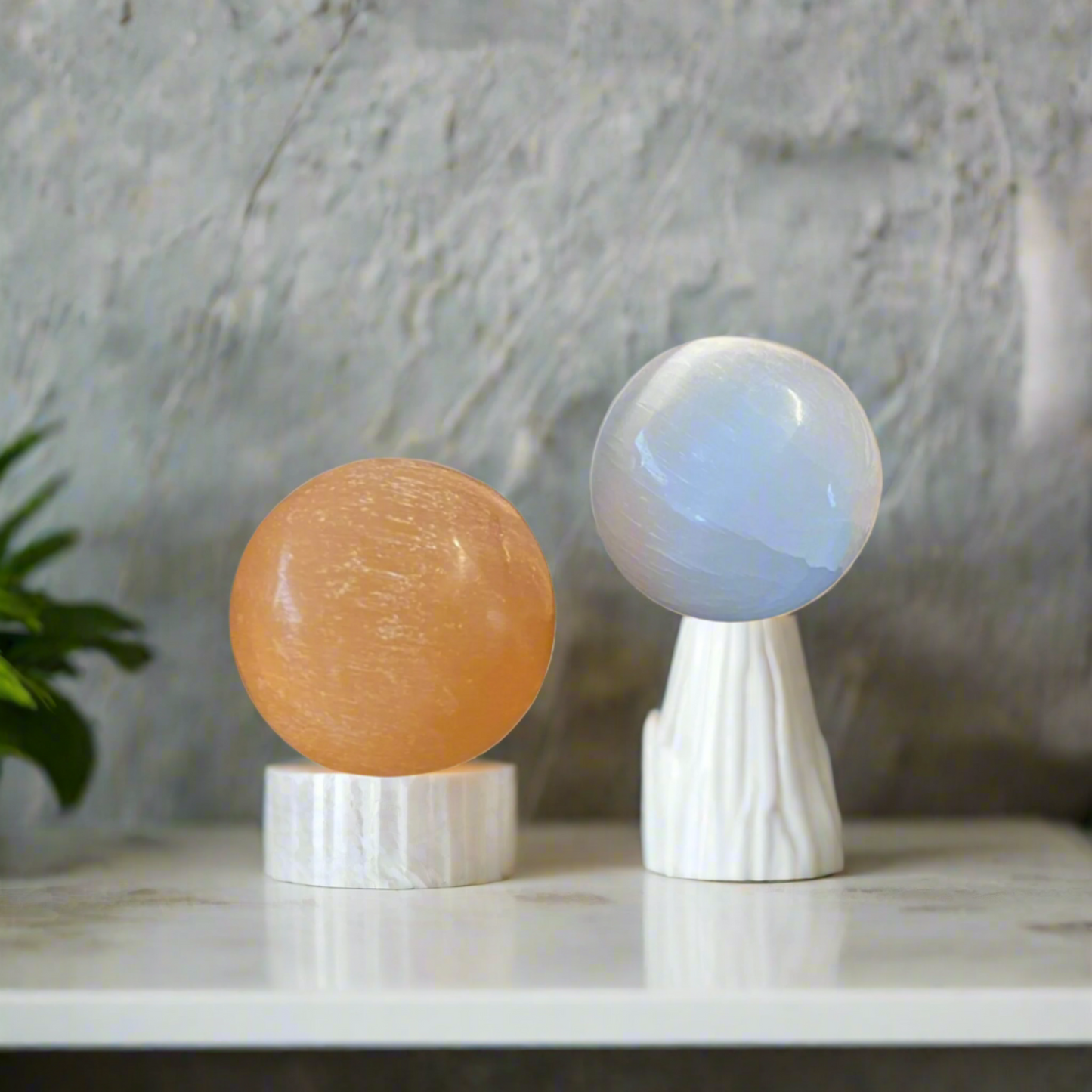 Orange and White Spheres Selenite