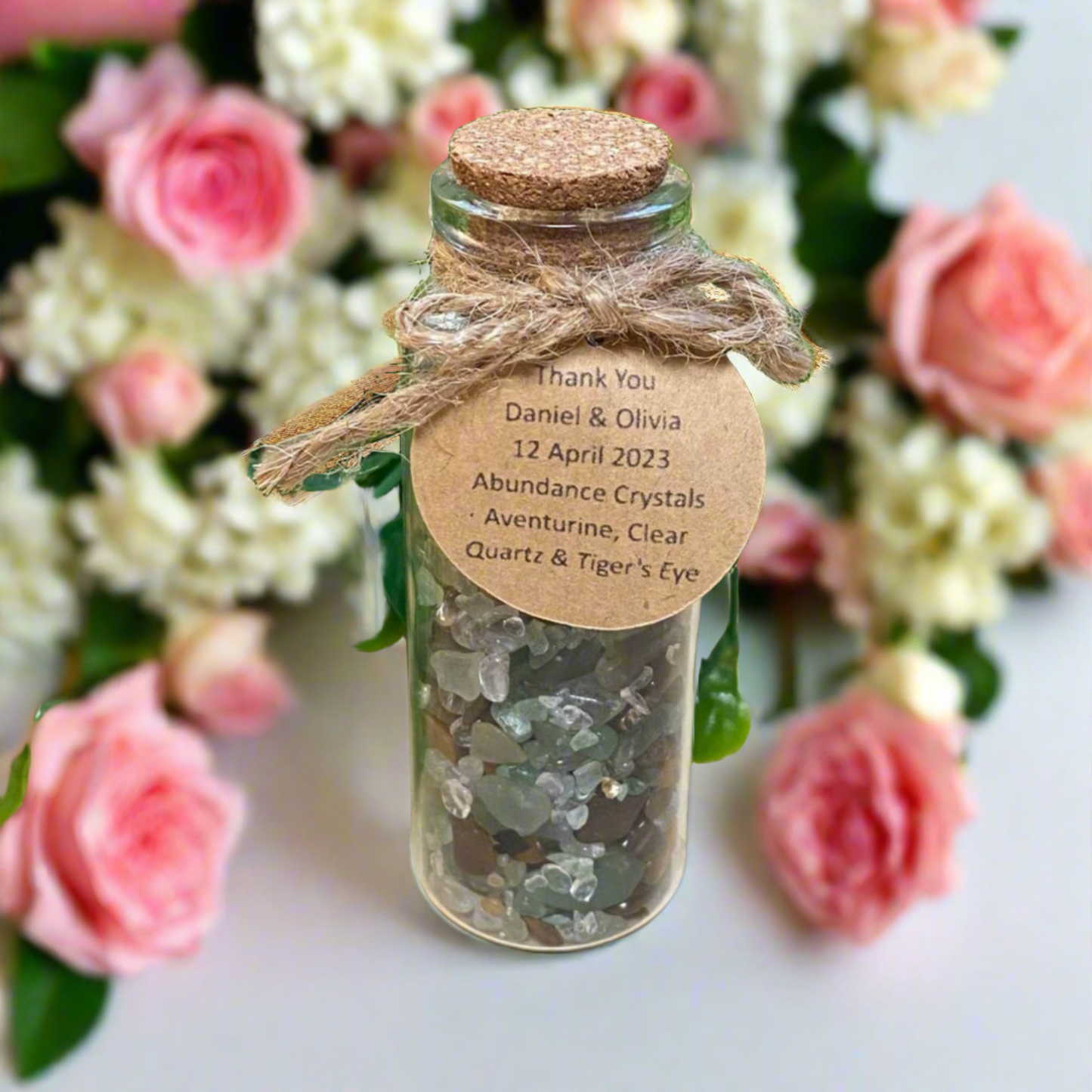 Personalized Crystal-Filled Jar Bonbonniere for Abundance