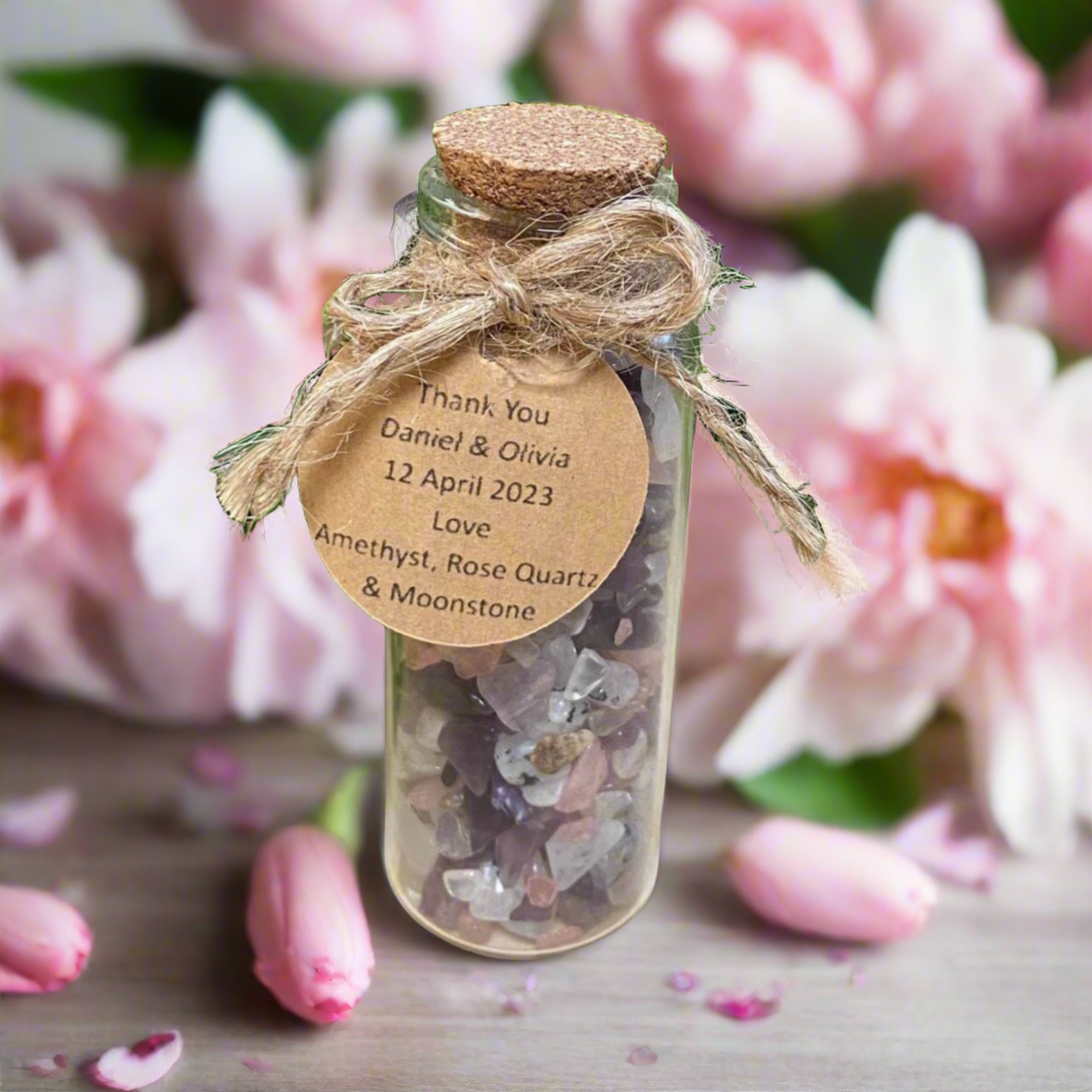 Personalized Crystal-Filled Jar Bonbonniere for Love