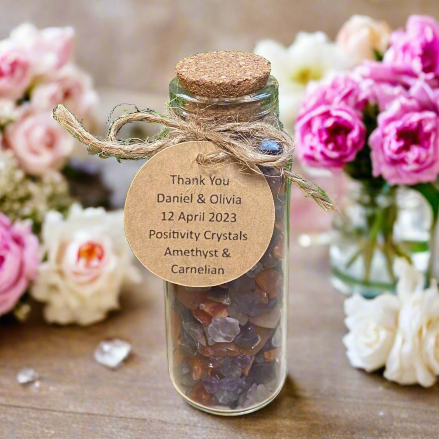 Personalized Crystal-Filled Jar Bonbonniere for Positivity