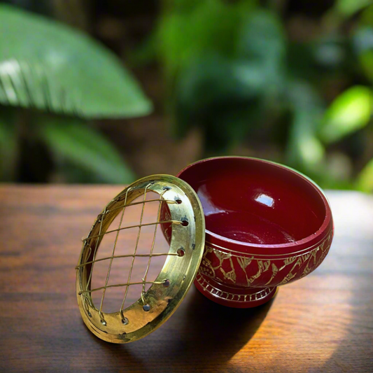 Red Brass Etched Bowl