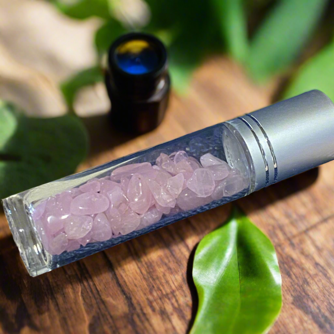 Rose Quartz Essential Oil Roller Bottle