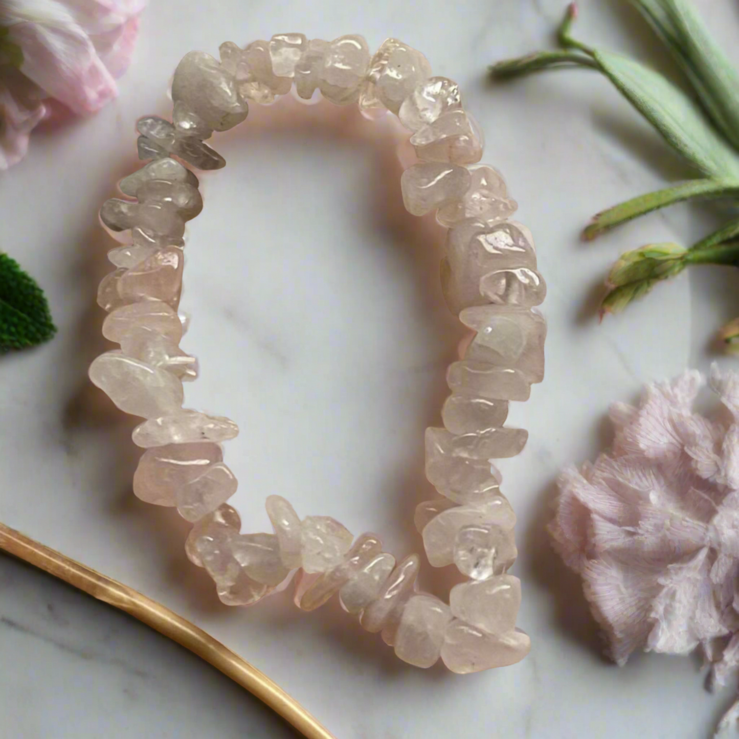 Rose Quartz Crystal Chip Bracelets