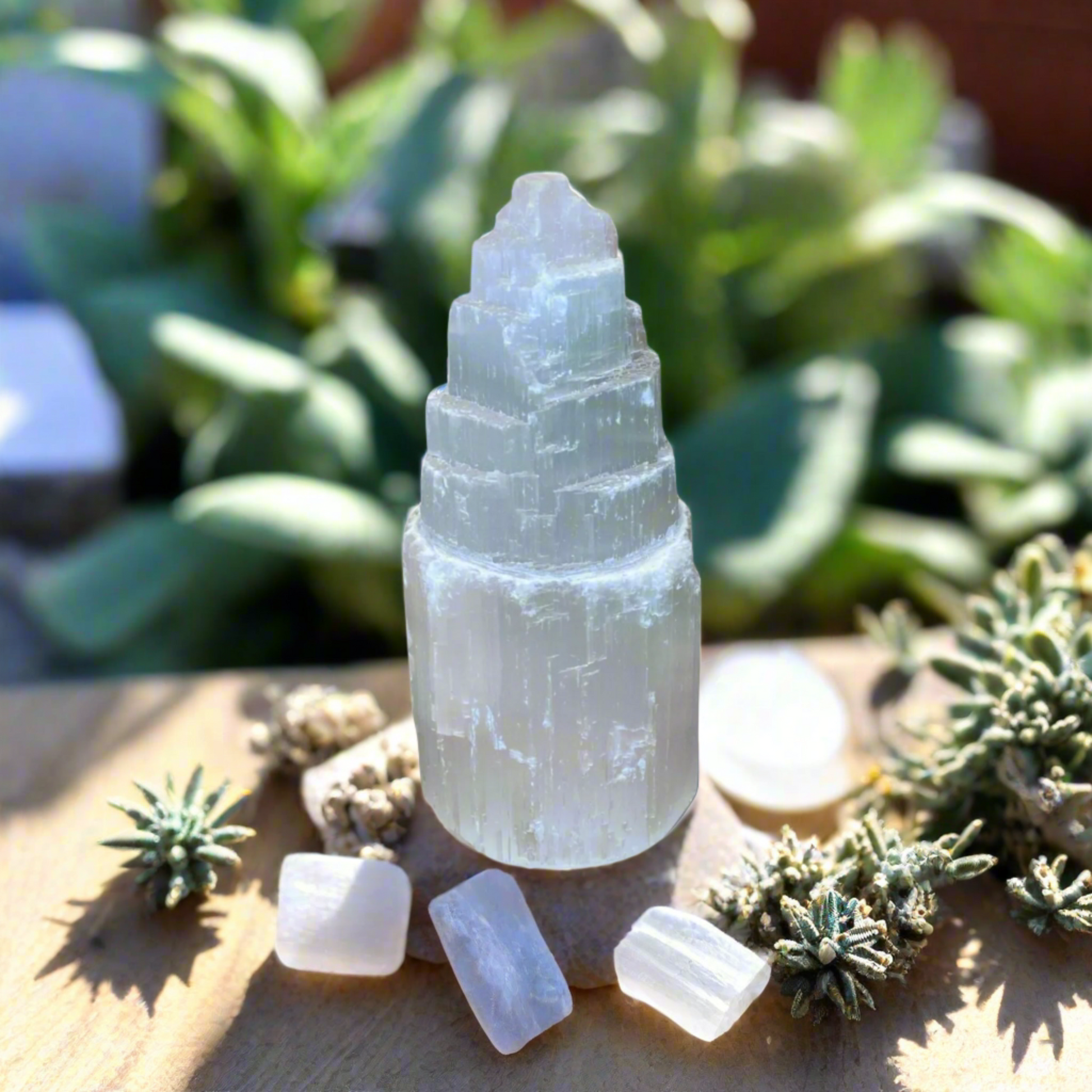 Selenite Crystal Tower – Purifying Energy for Healing, Meditation & Home Décor 10cm