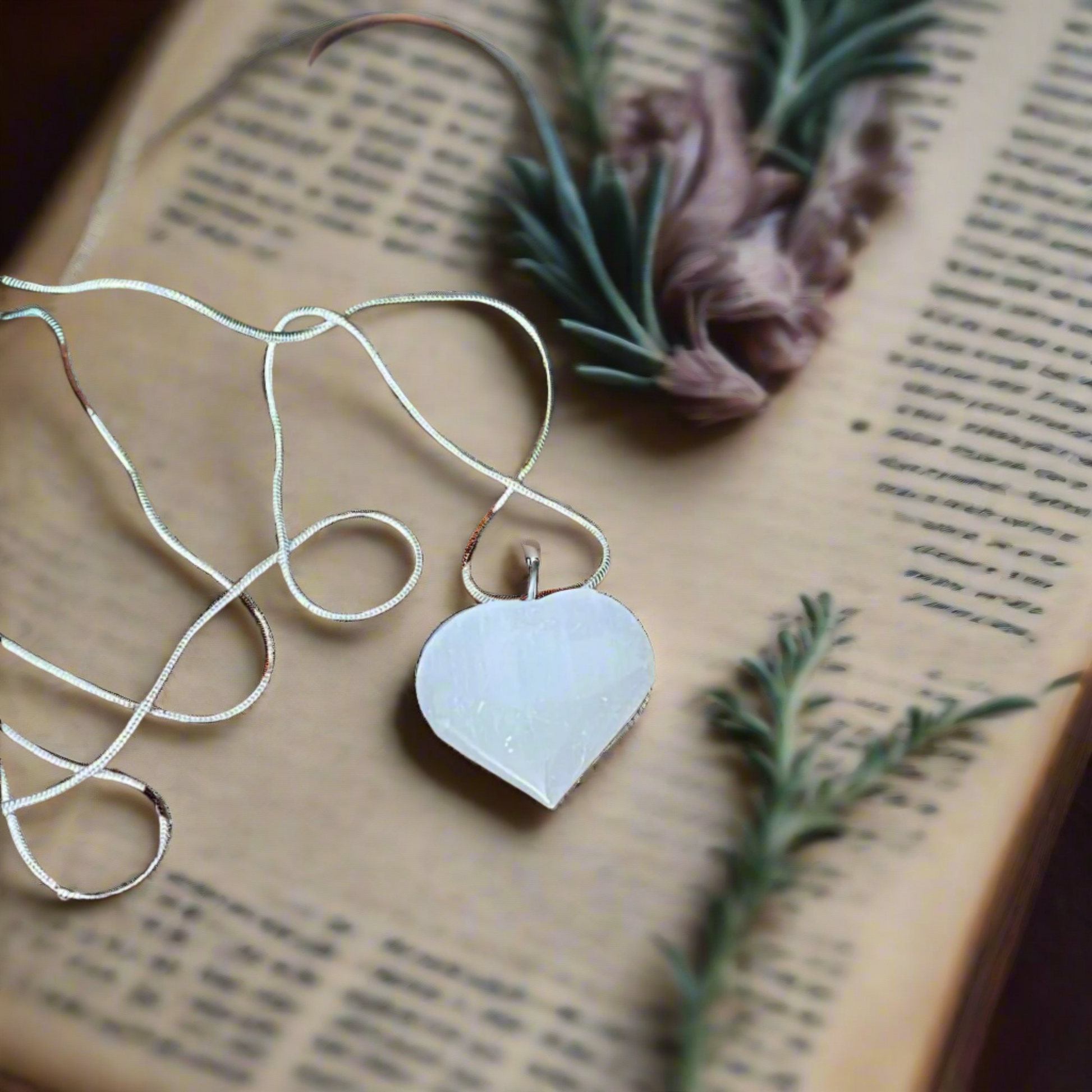 Selenite Heart Pendant