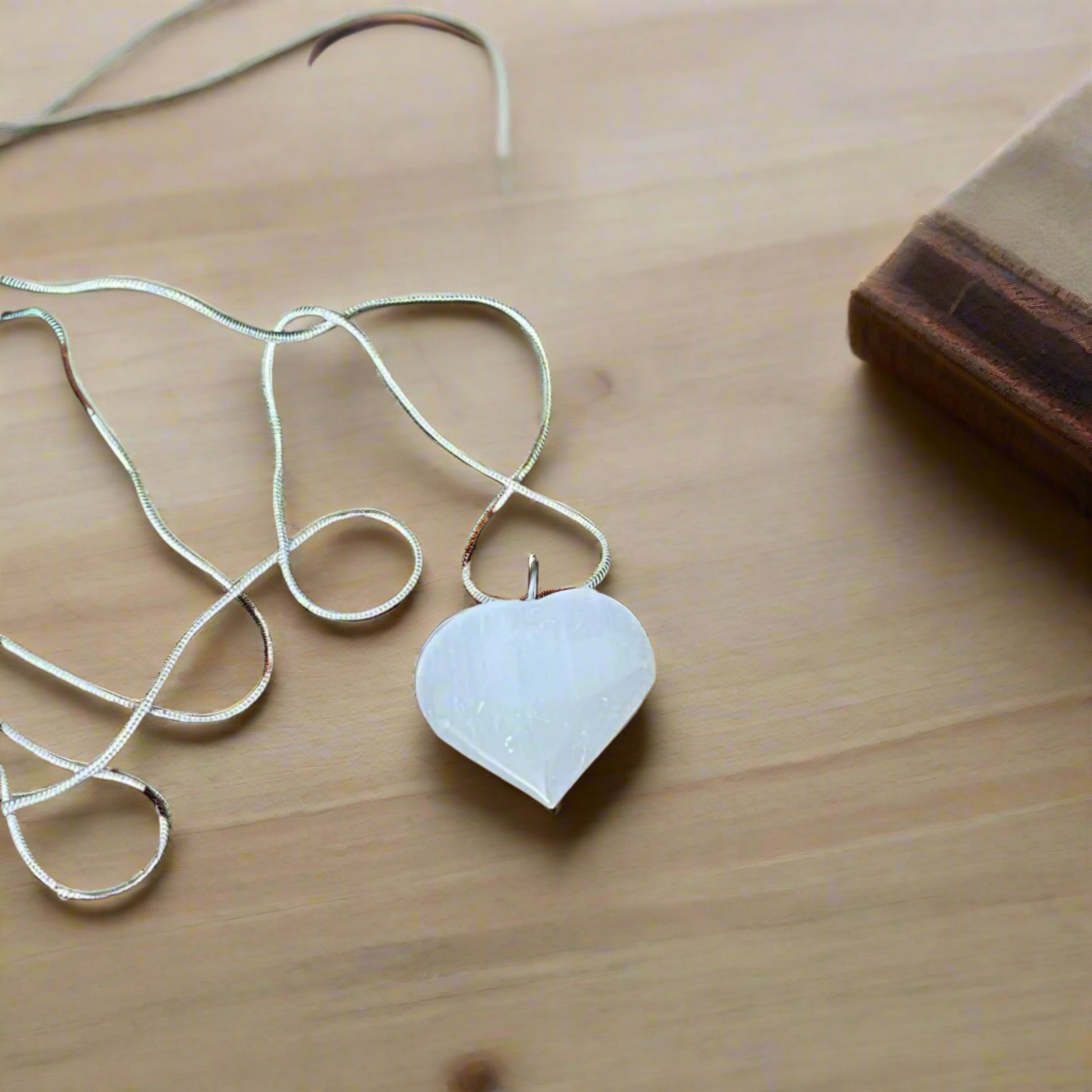 Selenite Heart Pendant