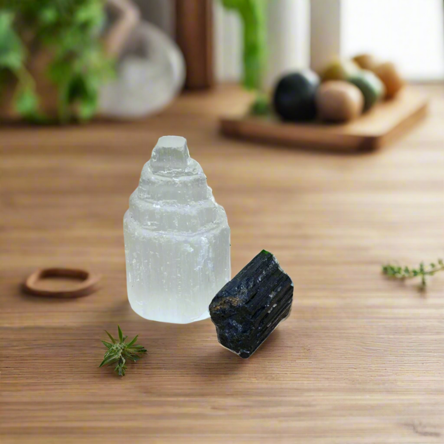 Ultimate Protection Duo: Selenite Tower & Black Tourmaline Bundle