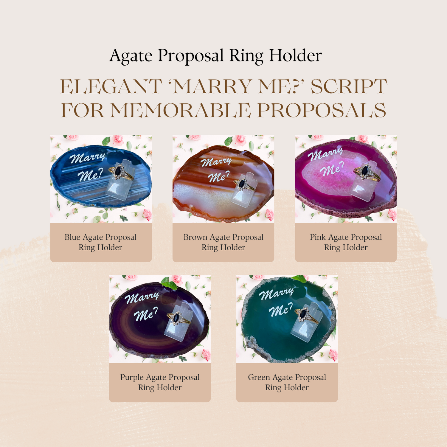 agate proposal ring holders