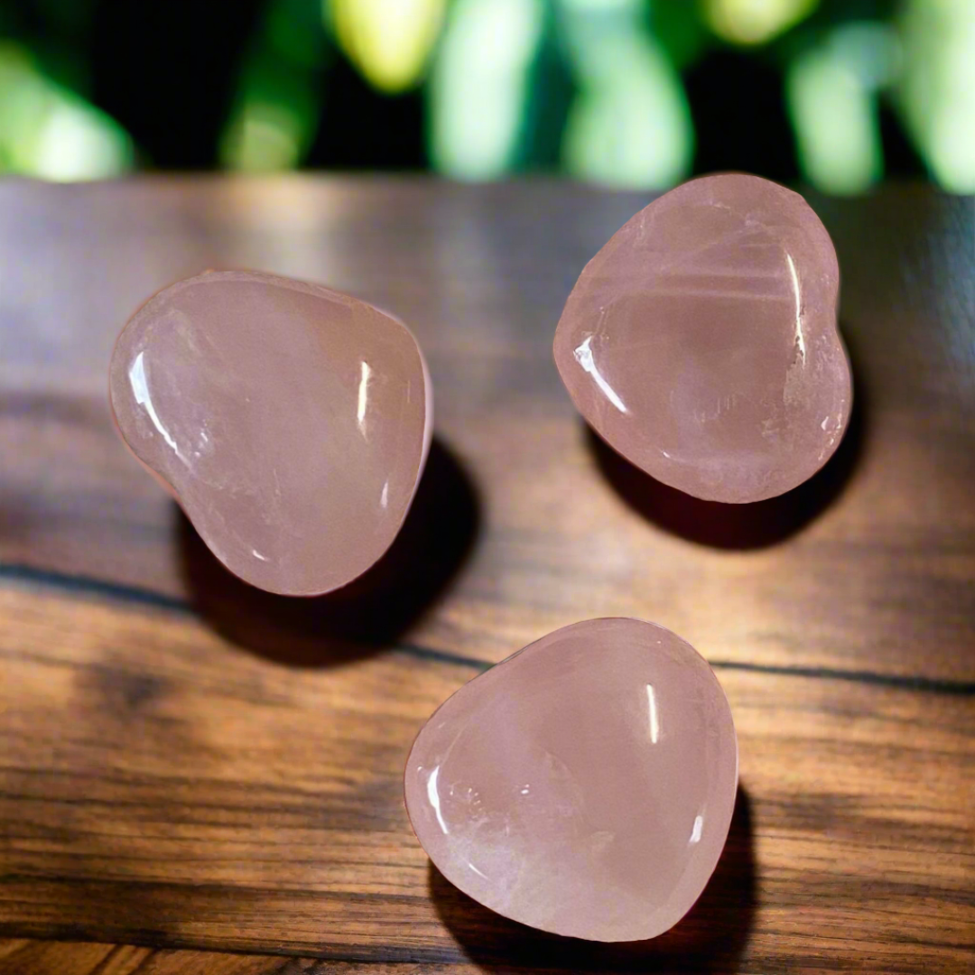 Rose Quartz Crystal Puff Heart