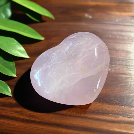 Rose Quartz Crystal Puff Heart